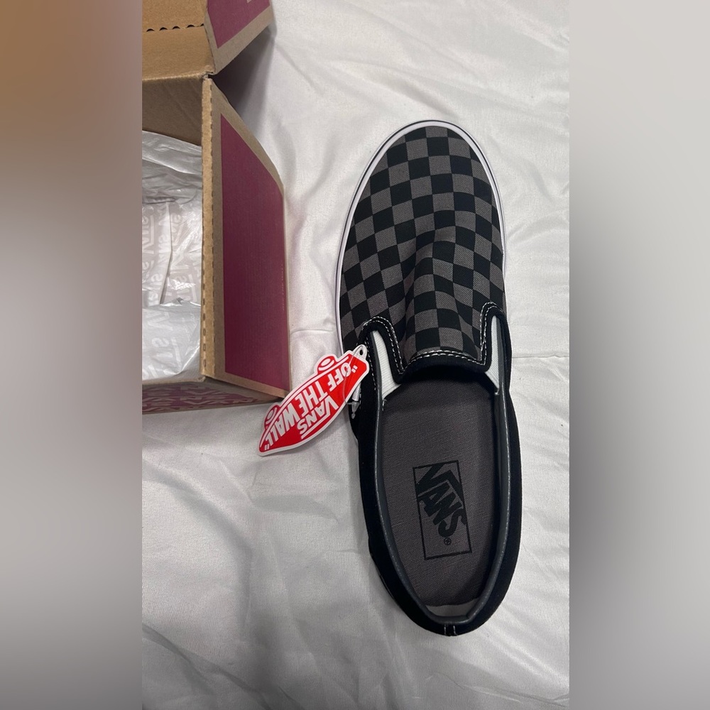 Classic vintage Vans slip on checkerboard black/black